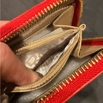 DKNY Zip Around Red Classic Logo Leather Wallet Photo 7