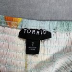 Torrid Blouse Womens 1X Geo Multicolor Peplum Crinkle Gauze Tank Smocked Summer Photo 4