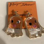 Betsey Johnson  Girl Ghost Halloween Clear Gold Tone Dangling Earrings Photo 0