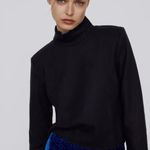 ZARA NWT Sweatshirt With Padded Shoulders Black Photo 1