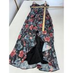 Harlyn Dress Womens Small‎ Blue Red Dark Floral High Low Satin V Neck Photo 8