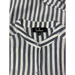 Lulus NEW Womens M Blue White Vertical Stripe Button-Up Tie Front Tunic Top Chic Photo 8