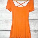 Wild Fable Vibrant Orange Short Sleeve Knit Lace Up Back Romper Size Small Photo 1