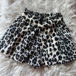 ZARA black leopard belted shorts Photo 0