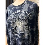 Mighty fine  Women's M Blue Tie Dye Crew Neck Sweatshirt Long Sleeve Photo 3