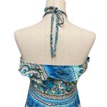 Mudd  Y2K Vintage Boho Blue Paisley Print Halter Top Maxi Dress size large Photo 3