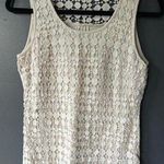 Solitaire Crochet Lace Tank Top - Elegant Beige Sleeveless Blouse Photo 0