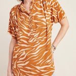 Anthropologie ✨  Maeve Windham Tiger Striped Henley Top Small Photo 0