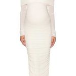 BUMPSUIT NEW Off The Shoulder Soft Mesh Maternity Dress in Ivory Photo 2