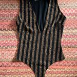 Day & Night  BLACK & GOLD GLITTER STRIPE V CUT BODYSUIT ONE PIECE LEOTARD Photo 0