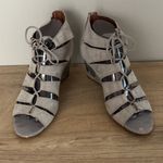 Donald Pliner Sandals Jeisa Lace Up Gladiator Snakeskin Heels Open Toe Shoes 7.5 Gray Photo 3