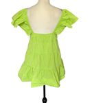 HAUSEN Mini Dress Womens Size S Lime Green Ruffle Tiered Square Neck Summer Photo 3