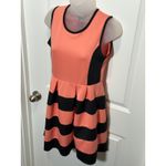 Beautees Coral Black Striped Fit Flare Dress Juniors 14 Retro Glam Party Peach Orange Photo 2