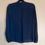 ZARA Trafaluc navy blue blouse top shirt v- neck pocket button Size M Photo 1