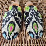 7 Hills Living Black Green Silk Ikat Velvet Slippers Loafers Shoes, 41 Size 10 Photo 1