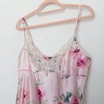 Y2K Floral Slip Dress Womens Size M Pink Satin Lace Mini Cami Cottage Coquette Size M Photo 4