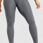 Gymshark  Fit Seamless Leggings Gray / Neon Green Waistband‎ Size Medium Photo 0