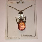 Vintage Roman July Birthstone Angel Pendant Necklace Gold Photo 0