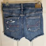 American Eagle NEW Outfitters Blue Distressed Ripped Jean Shorts Size 0 Photo 4
