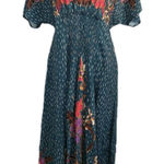 Anthropologie Bl-nk London The Tatiana Kaftan Dress Floral Print Green One Size Photo 0