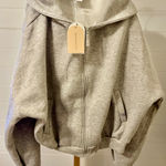 BLOGILATES Grey Fleece Zip Up Hoodie Oversized Cropped Casual Lounge Size L Gray Size L Photo 0