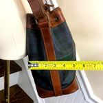 Ralph Lauren  Black Watch Plaid Leather Drawstring Bucket Tote Shoulder Bag Photo 8