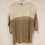 Blue Saks Fifth Avenue Sweater Women's Size Small Colorblock Linen Open Knit Tan Photo 4