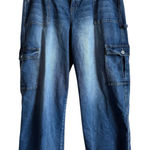 Celebrity Ace 90's Skater Womens Denim Jeans Sz 22 Blue Cargo Wide Leg Stretch Photo 0