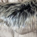 French Connection Women’s Tan Faux Fur Belted Hooded Longline Jacket Medium Photo 5