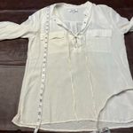 Madewell Silk Long Sleeve V-Neck Blouse Womens Small Ivory Luxury Classy Career Photo 15