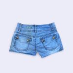 Y2K 2000s Grunge Micro Mini Baddie Hot Pants Low Rise Wide Band Denim Jean Booty Bimbo Shorts #goth #whimsigoth subversive acubi #cyber #punk biker whimsygoth #mcbling streetwear Size 1 Photo 1