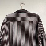 Topshop  Brown Striped Button Down Shirt Sz M Photo 6
