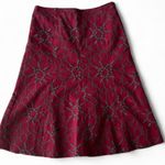 Robin Ruth Ruth‎ Skirt woman's Size 2  Embroidered Floral Ruth Burgundy A Line Party Photo 0