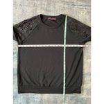 Gloria Vanderbilt  Black Floral Lace Shoulder Sweater Medium Photo 4