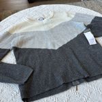 Design History  Modern Gray and White Crew Neck Sweater Photo 3