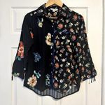 Tru Luxe Jeans Floral Boho Button Down Blouse Sz S Blue Photo 0