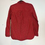 J.Crew Boy Button Up Blouse Embellished Beaded Red Black Plaid Cotton Size 4 Photo 11