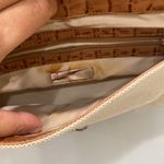 Antonio Melani Beige Canvas Brown Crocodile Print Leather Shoulder Y2K Bag Purse Photo 5