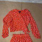 Jason Wu J Red Floral Wrap Top Midi Skirt Two Piece Set Size XS Photo 2