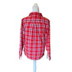 LL Bean Fleece Lined Flannel Shirt Jacket Button Front Plaid Red White Womens XS Photo 1
