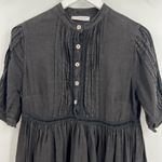 Haris Cotton 100% Linen Dress Size XS Black Crochet Trim Made in Greece Coastal Photo 2