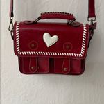 Tsawes Red White Heart Stitched Open Front Mini Messenger Style Bag Photo 1