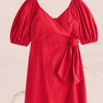 Abercrombie & Fitch Abercrombie Tall Linen mini wrap dress Puff short Sleeves tie front vneck Photo 0