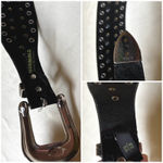 Vintage Nanni Italy Turquoise Concho Studded Leather Belt Black Silver 95/38 Black Photo 6