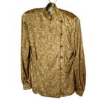 Dana Buchman Vintage 100% Silk Gold Metallic Jacket Top Mandarin Collar Sz 4 Photo 7