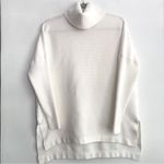 Lillusory Oversized Turtleneck Split Hem Batwing Pullover Tunic Sweater XS/S White Photo 1