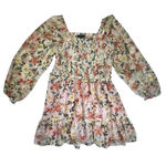 1 STATE Floral Smocked Square Neck Tiered Ruffle Mini Dress Women's Size L Pink Size L Photo 0