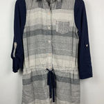 Anthropologie Postmark Blue White Long Roll Tab Sleeve Tie‎ Front Shirt Dress XS Photo 0