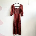 Rust Puff Sleeve Babydoll Maxi Dress Fairy Renaissance Victorian Small Orange Photo 2