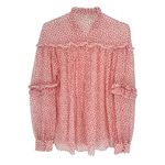 Jonathan Simkhai Silk Ruffle Polka Dot‎ Blouse Small Pink Red Dressy Valentine Photo 1